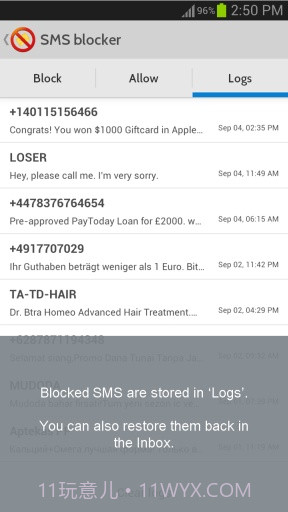 短信阻止 sms Blocker by Optinno截图1